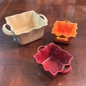 Fluted Appetizer Dips Serving  Dipping Bowls Set of 3